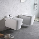 Coppia di Sanitari WC e Bidet Sospesi Filo Muro in Ceramica 36,5x58x33cm Bianco-1