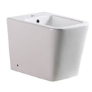 Coppia di Sanitari WC e Bidet a Terra Filo Muro in Ceramica 36,5x56,5x41cm Bianco-3