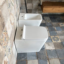 Coppia di Sanitari WC e Bidet a Terra Filo Muro in Ceramica 36,5x56,5x41cm Bianco-6