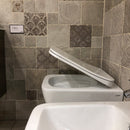 Coppia di Sanitari WC e Bidet Sospesi in Ceramica 51.5x36.5x35 cm Rimless Square Bianco-3