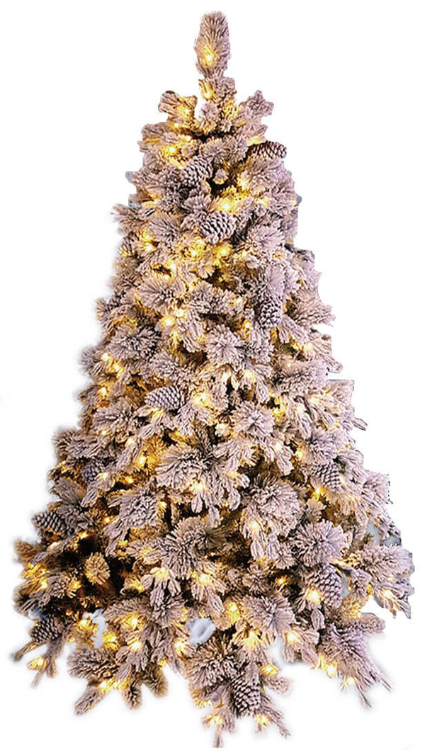 Schneebedeckter künstlicher Weihnachtsbaum mit warmweißem LED-Elbert, verschiedene Größen sconto