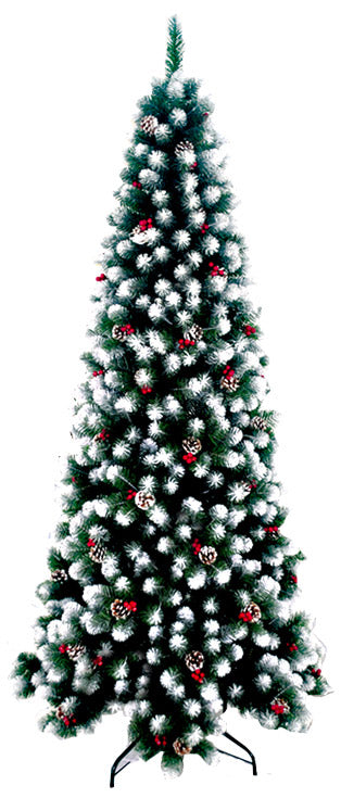 Schneebedeckter künstlicher Weihnachtsbaum mit Tannenzapfen Natalino Slim Green Verschiedene Größen sconto