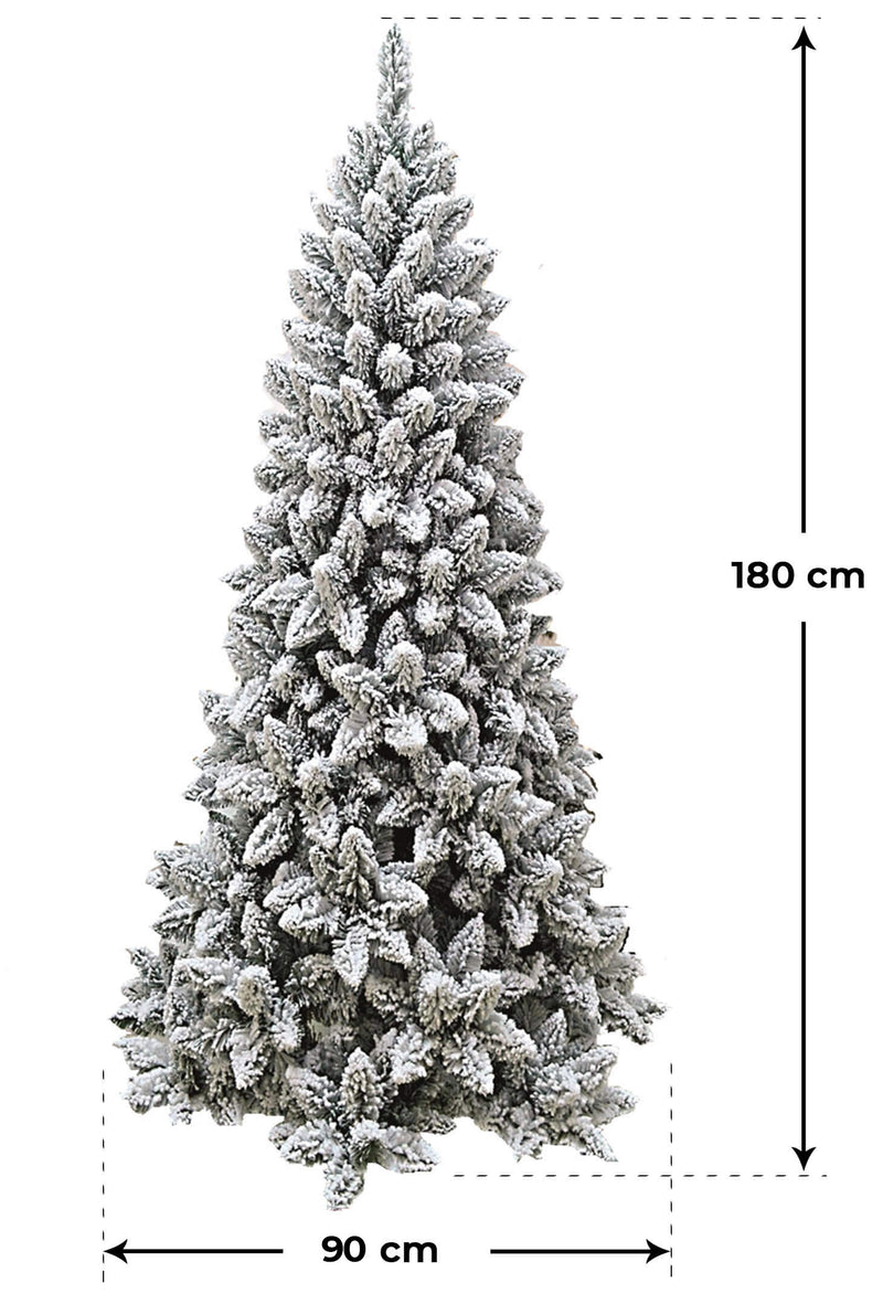 Albero di Natale Artificiale Innevato 180 cm 560 Rami Monterey Slim Floccato-2