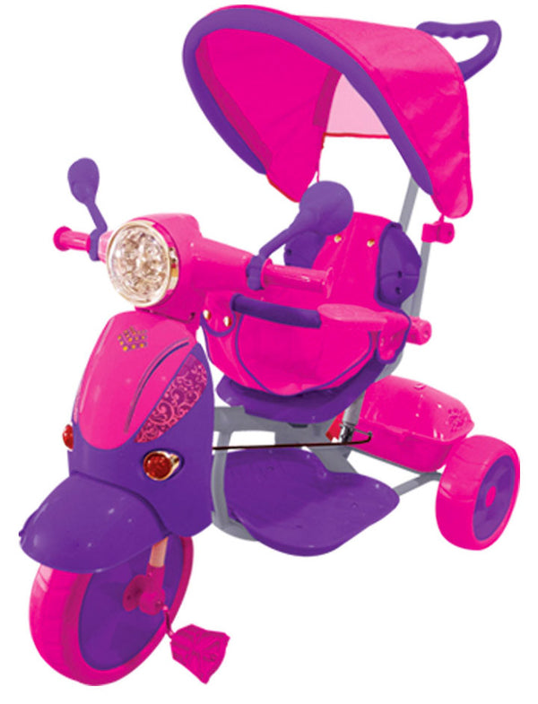 Kidfun Classic Fuchsia und Purple Push Dreirad mit umkehrbarem Kindersitz prezzo