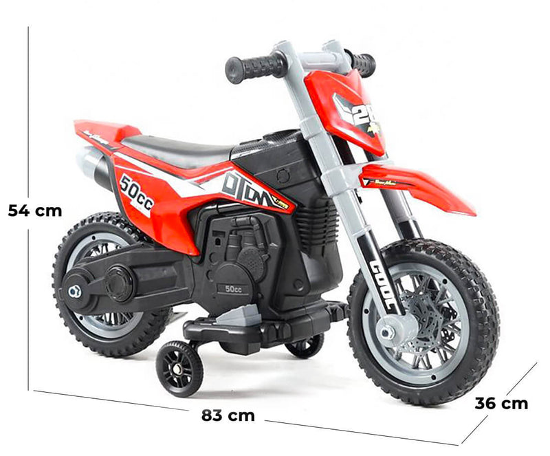 Moto Elettrica per Bambini 6V Motocross Rossa-4