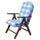 4-Positionen-Sessel aus Buche mit blauem Baumwollkissen 61x75x110 h cm