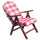 4-Positionen-Sessel aus Buche mit rotem Baumwollkissen 61x75x110 h cm