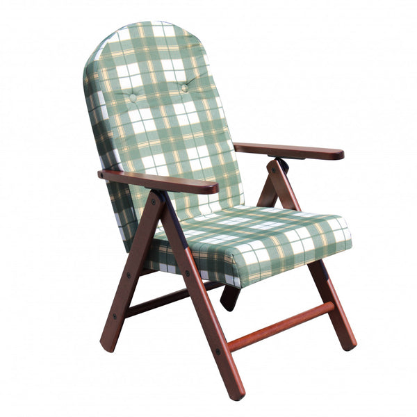 sconto 4-Positionen-Sessel aus Buche mit grünem Baumwollkissen 61x75x110 h cm