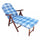 Sessel 4 Relaxpositionen Buche mit Kissen und Verlängerung 84/40x 60x100 h cm in Blue Cotton