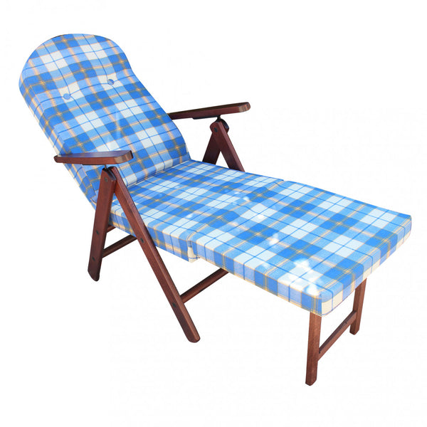 Sessel 4 Relaxpositionen Buche mit Kissen und Verlängerung 84/40x 60x100 h cm in Blue Cotton sconto