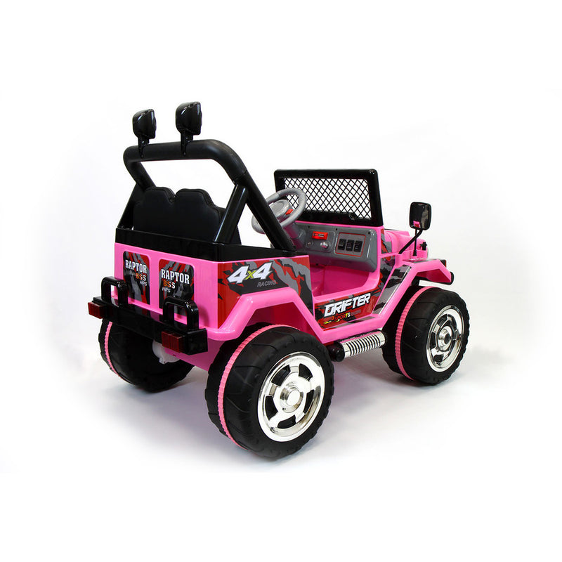 Macchina Elettrica per Bambini 12V 2 Posti Happy Kids Fuoristrada Pink Rosa-3