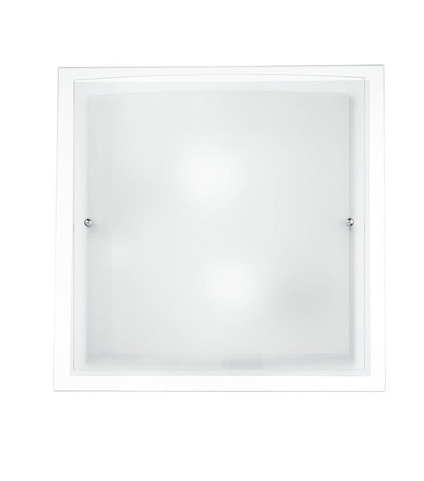 Quadratische Deckenleuchte mit transparentem Rand, doppelt, satiniertes weißes Glas, moderne Lampe, E27, Ambiente I-061228-2 online