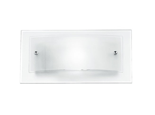 Applique Moderna Quadrata Doppio Vetro Bianco Satinato Bordo Trasparente Lampada da Parete E27 Ambiente I-061228-3-1