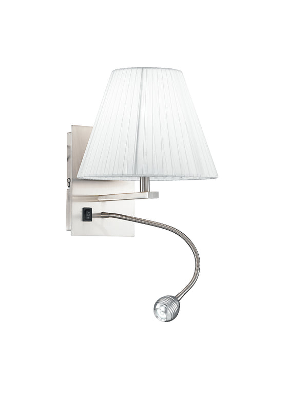 online Wandleuchte Aluminium Lampenschirm aus weißem Stoff Flexibles LED-Leselicht 3 Watt E14 Natürliches Umgebungslicht I-090111-5A