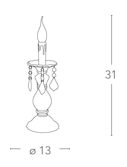 Lume Vetro Pendagli Cristalli K9 Finitura Cromata Lampada da Tavolo E14 Ambiente I-246/00300-4