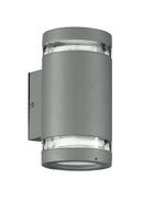Applique Cilindrica Alluminio Silver Fasce Trasparenti Tenuta Stagna GX53 Luce Fredda Intec I-6046-1