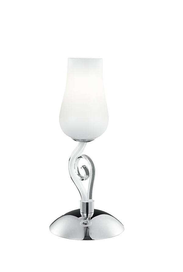 acquista Klassische Tischlampe mundgeblasenes Glas transparent weiß Chrom Dekoration E14 Umwelt I-ANGEL/L1