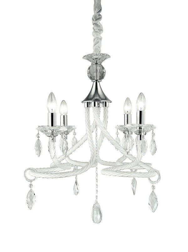 Klassischer Kronleuchter Weißglas dekoriert K9 Crystal Drops Interior E14 Environment I-ATELIER/4 sconto