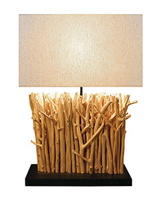 Ethno Naturholz Tischlampe Beige Stoff Lampenschirm Modern E27 Environment I-AUDREY/L prezzo