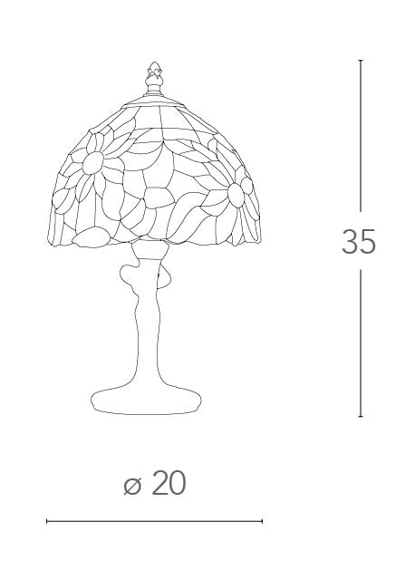 Lumetto Fusto Metallo paralume Vetro Colorato Floreale Lampada da Tavolo E14 Ambiente I-DAFNE-L1-4