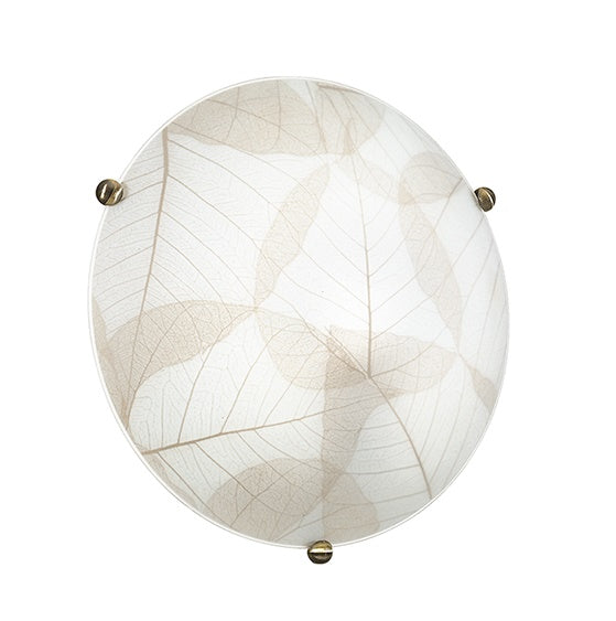 prezzo Runde Glas-Deckenlampe mit beigen Blättern Dekoration Klassische Lampe Innen E27 Umgebung I-EDEN/PL40