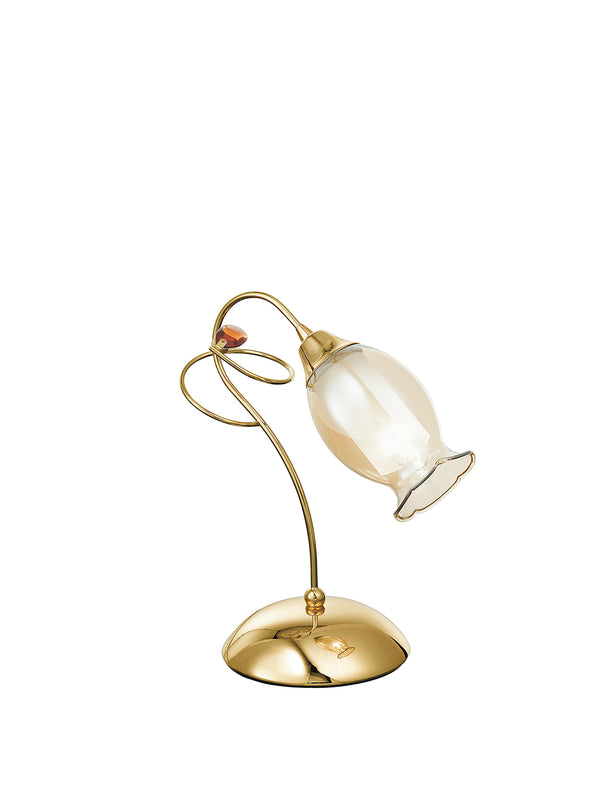 Tischleuchte Gold Eleganter Lampenschirm Floral Glasdekor Kristall K9 Tischleuchte Classic E14 Environment I-ELY/L1 sconto
