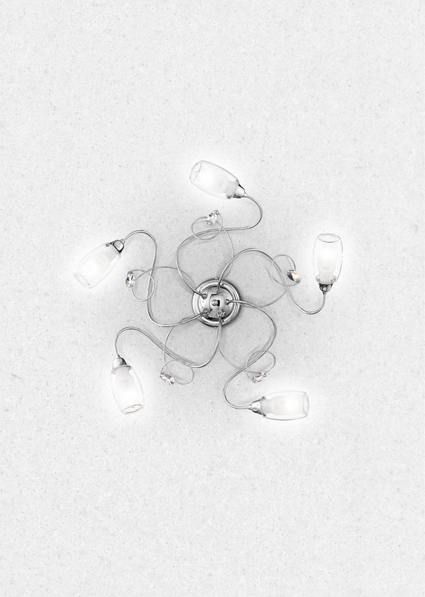Verchromte Deckenleuchte Glasdiffusoren Dekorationen Kristalle K9 Lampe Elegantes Interieur E14 Umwelt I-ELY/PL5 online