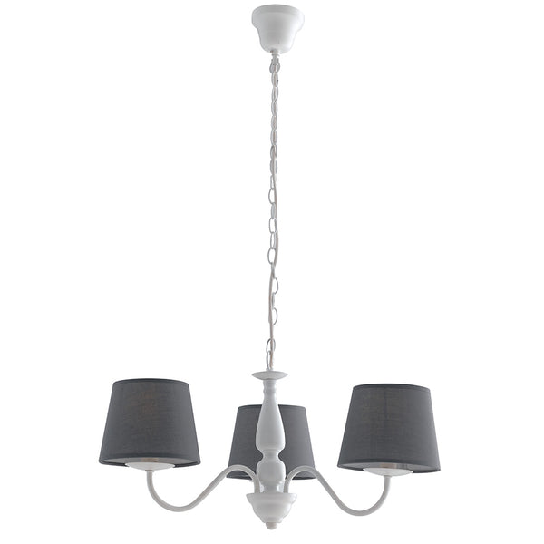 Klassischer Kronleuchter Lampenschirme aus weißem Metall Stoff grau Innenraum E14 Umwelt I-FAVOLA / 3 sconto