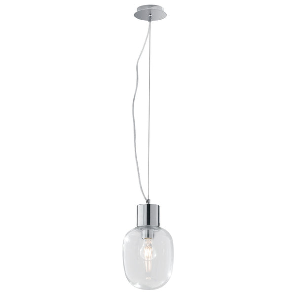 acquista Aufhängung Verchromter Lampenschirm aus transparentem mundgeblasenem Glas Moderner Kronleuchter E27 Umwelt I-FELLINI-S18