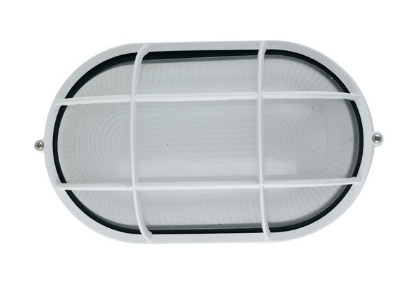 Weiße ovale Deckenleuchte mit externem Aluminiumgitter E27 Intec I-IBIZA-LP sconto