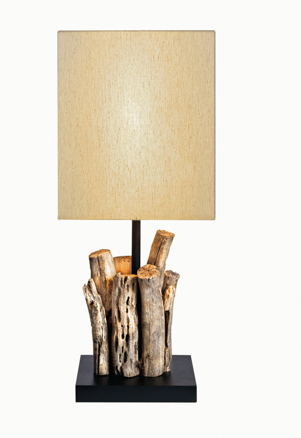 acquista Ethnische Lampe Naturholz Beige Stoff Lampenschirm Moderne Tischlampe E14 Environment I-JODIE/L