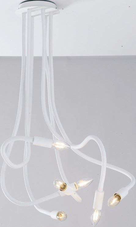sconto Deckenleuchte 6 Lichter Flexibel Metall Silikon Weiß Decke Modern E14 Umwelt I-LOVER-6