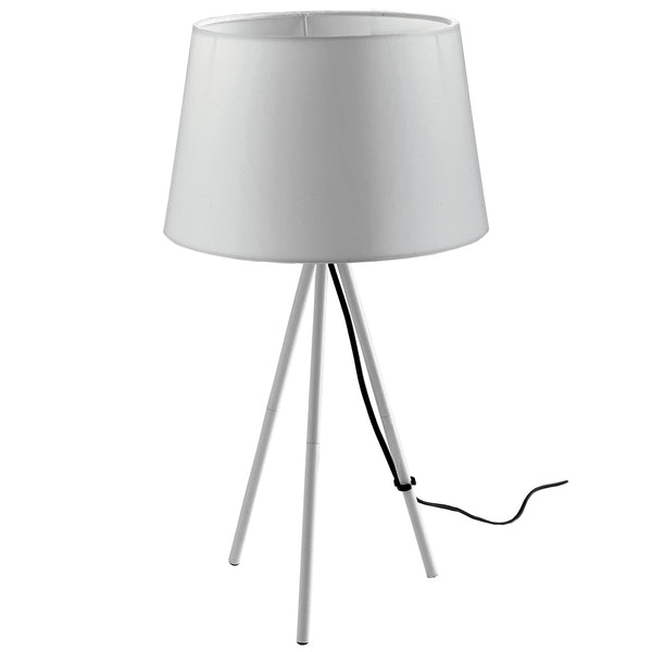 acquista Dreibein-Tischlampe Weiß Metall Lampenschirm Stoff Interieur Modern E27 Umwelt I-MARILYN-L