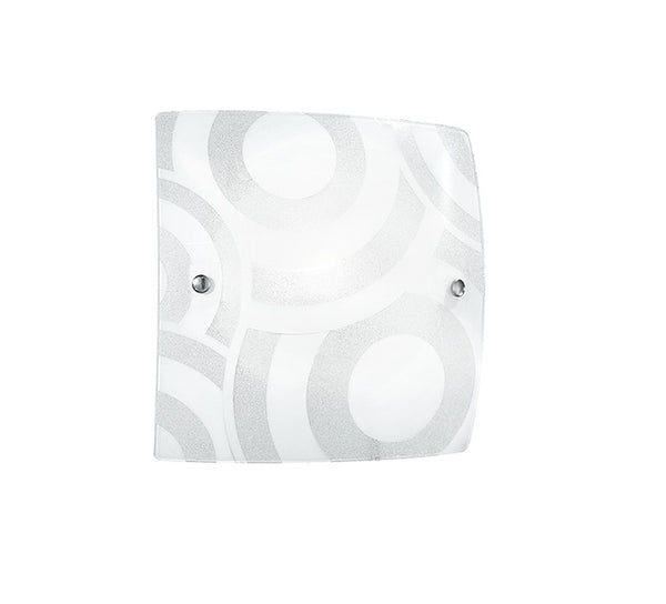 acquista Quadratische Deckenleuchte Glas Grit Dekor Weiße Kreise Moderne Lampe E27 Umwelt I-MIRO/PL30