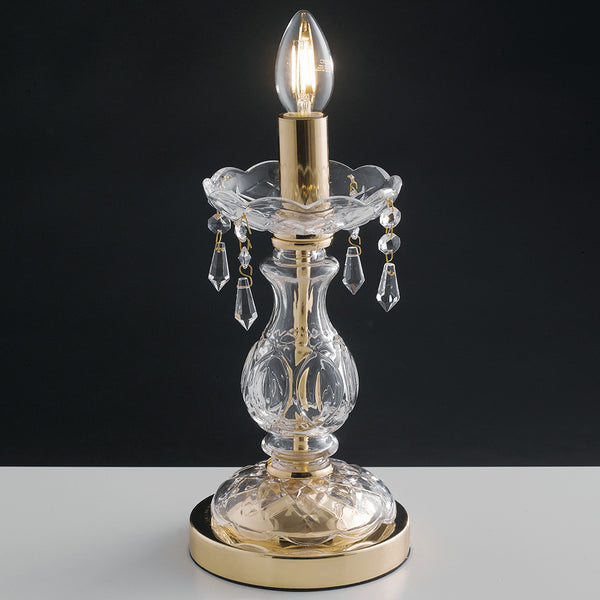 online Tischlampe Gold Finish Glas K9 Crystal Drops Klassische Tischlampe E14 Umwelt I-MONALISA/L1