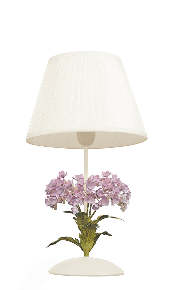 online Flowers Tischlampe aus weißem Metall mit klassischen Lampenschirmen aus Stoff E27 Environment I-ORTENSIA/LG1