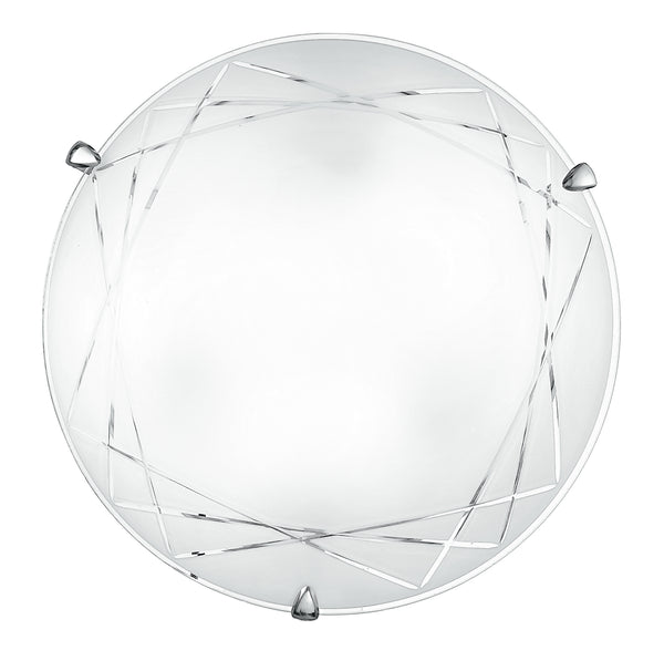 prezzo Deckenleuchte mit geometrisch gravierter runder satinierter Glas-Klassiklampe E27 Environment I-PARADISE/PL30