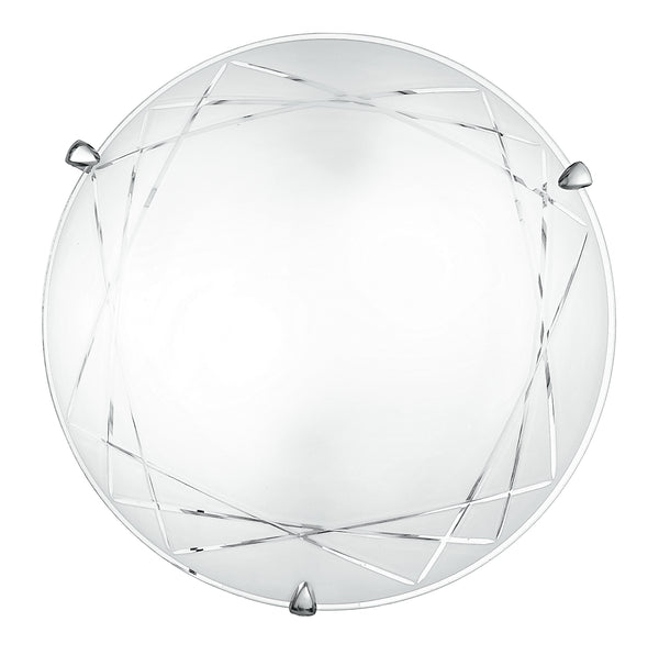 sconto Deckenleuchte Rundes satiniertes Glas mit gravierter Geometrie Dekoration Interior Classic E27 Environment I-PARADISE/PL40