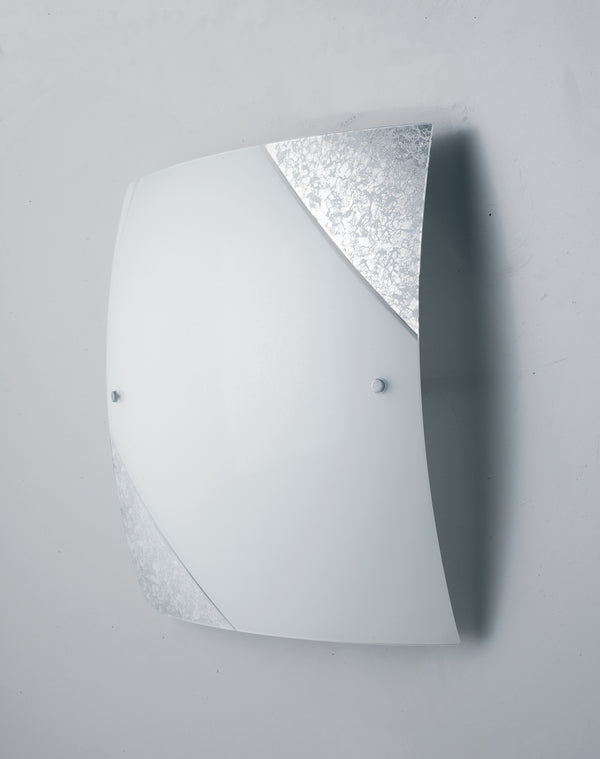 Moderne quadratische Deckenleuchte Weiß Glas Silber Deko Decke Wand E27 Environment I-PARIS/4040 acquista
