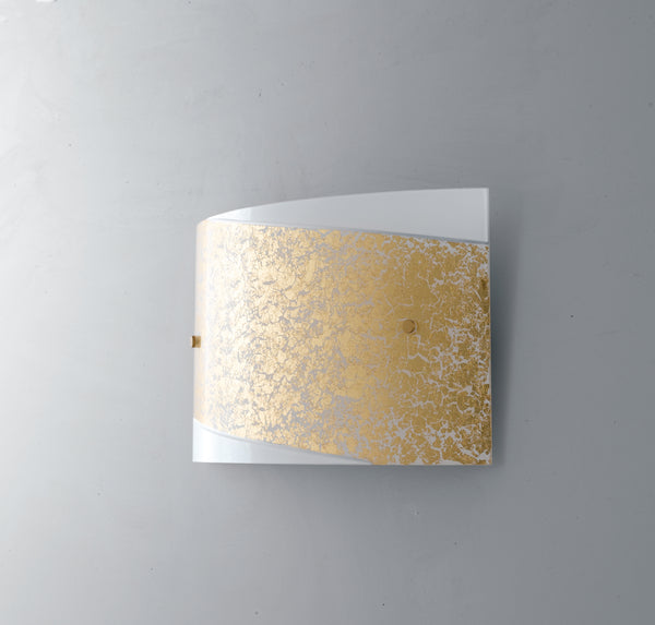 Applikation Gold Band Weißes Glas Rechteckig Moderne Lampe E27 Umwelt I-PARIS/4525 acquista
