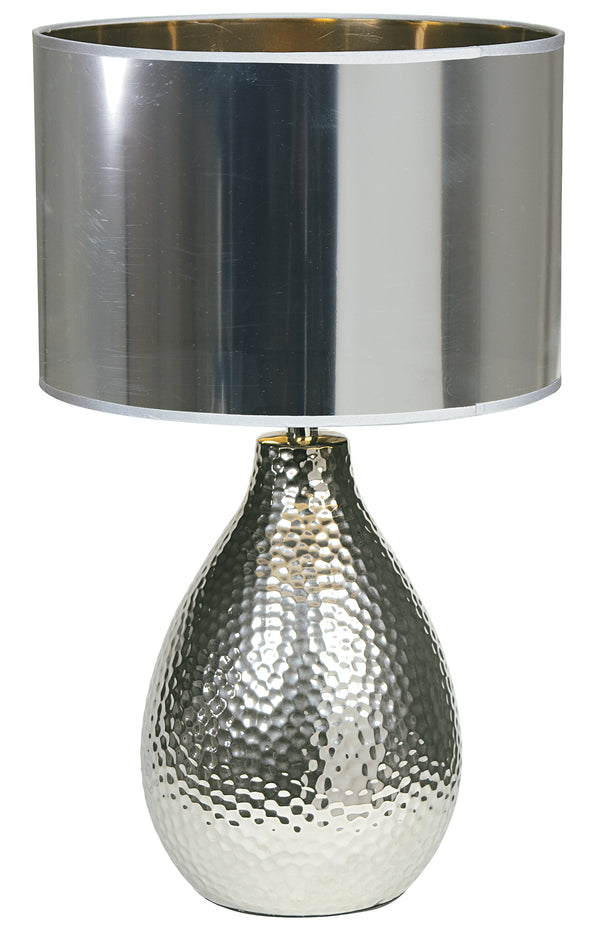 Lume Tischlampe Silberner Schaft Keramik Lampenschirm Pvc Interieur E27 Umwelt I-PULSAR/L 51VER prezzo