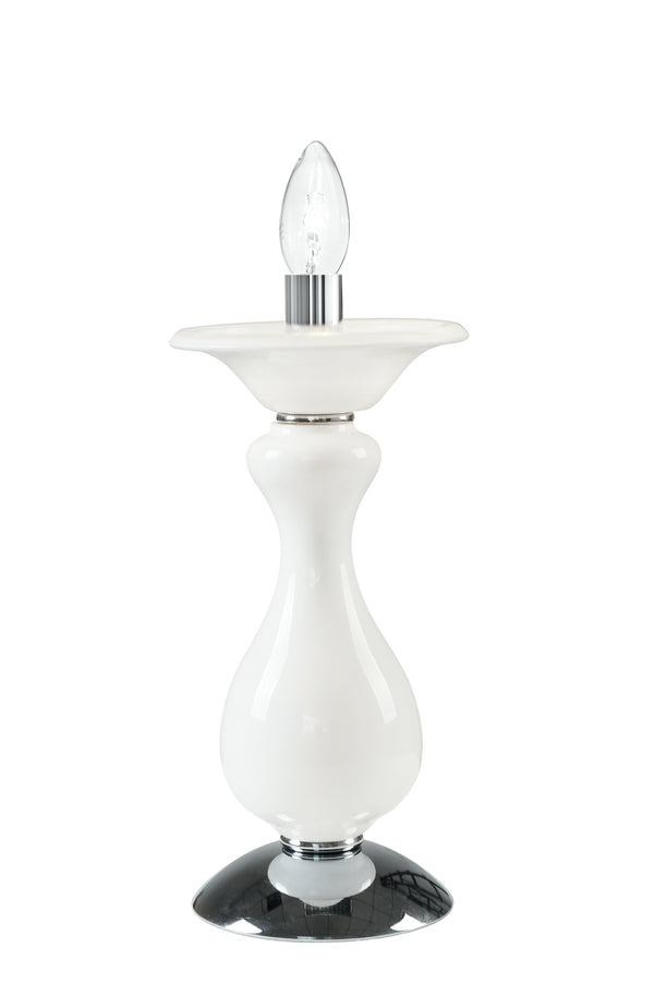acquista Lume White Glass Paste Chrome Finishes Klassische Tischlampe E14 Ambient I-SOFFIO/LUME