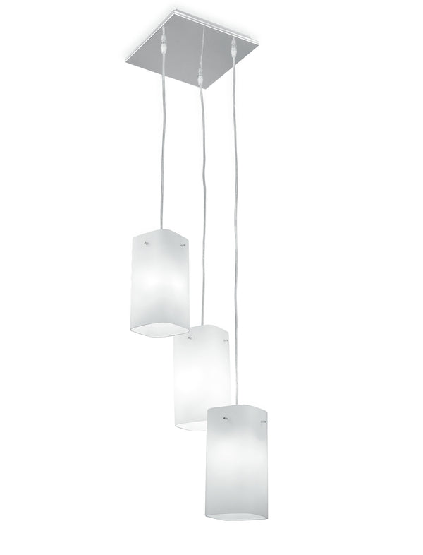 online Kronleuchter mit 3 quadratischen Aufhängungen Weißglas Modern Metal E27 Environment I-SQUARE / S3