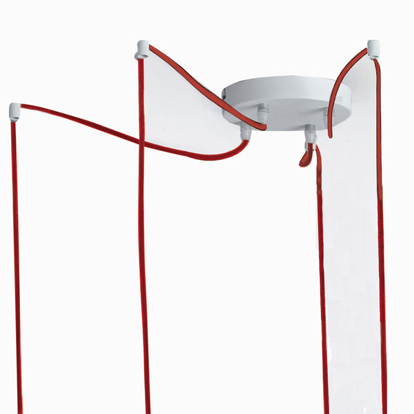 online Moderner Kronleuchter mit vier Aufhängungen Opalglas Rot Kabel E27 Umwelt I-SUGAR-S4