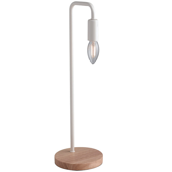 online Tischlampe Minimal Weißer Metallsockel Naturholz Moderner Schreibtisch E14 Environment I-SUSHI-L