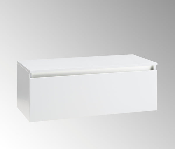 acquista Hängender Badezimmerschrank und sanft schließende Schublade für Aufsatzwaschbecken in Melamin 100 x 45 x 37 cm TFT Ibiza White