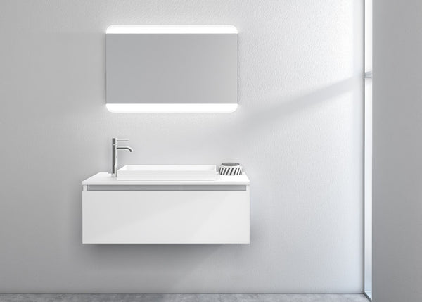 Abgehängter Badezimmerschrank 100 cm TFT Ibiza Weißer Spiegel online