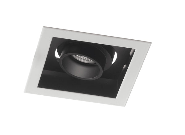 acquista Quadratischer, verstellbarer, weißer, schwarzer, satinierter LED-Einbaustrahler für die Decke, 10 Watt, warmes Licht, Intec INC-APOLLO-1X10C