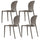 Satz von 4 stapelbaren Stühlen 83x48x55 cm aus Polypropylen und Fiberglas Jasmine Tortora