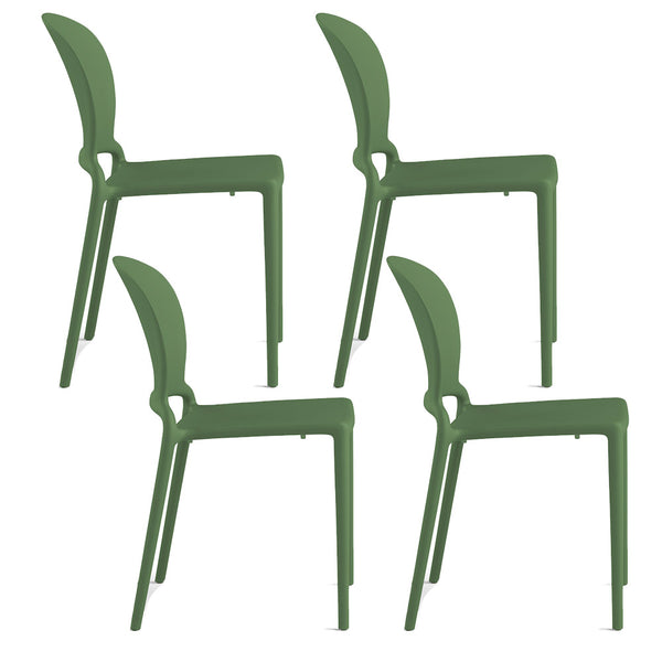 online Satz mit 4 stapelbaren Stühlen 83 x 48 x 55 cm aus Polypropylen und Fiberglas in Jasmin-Flaschengrün